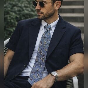 🏌️‍♂️ Enrico Uomo 100% Imported Silk Golf Novelty Tie – Blue Houndstooth